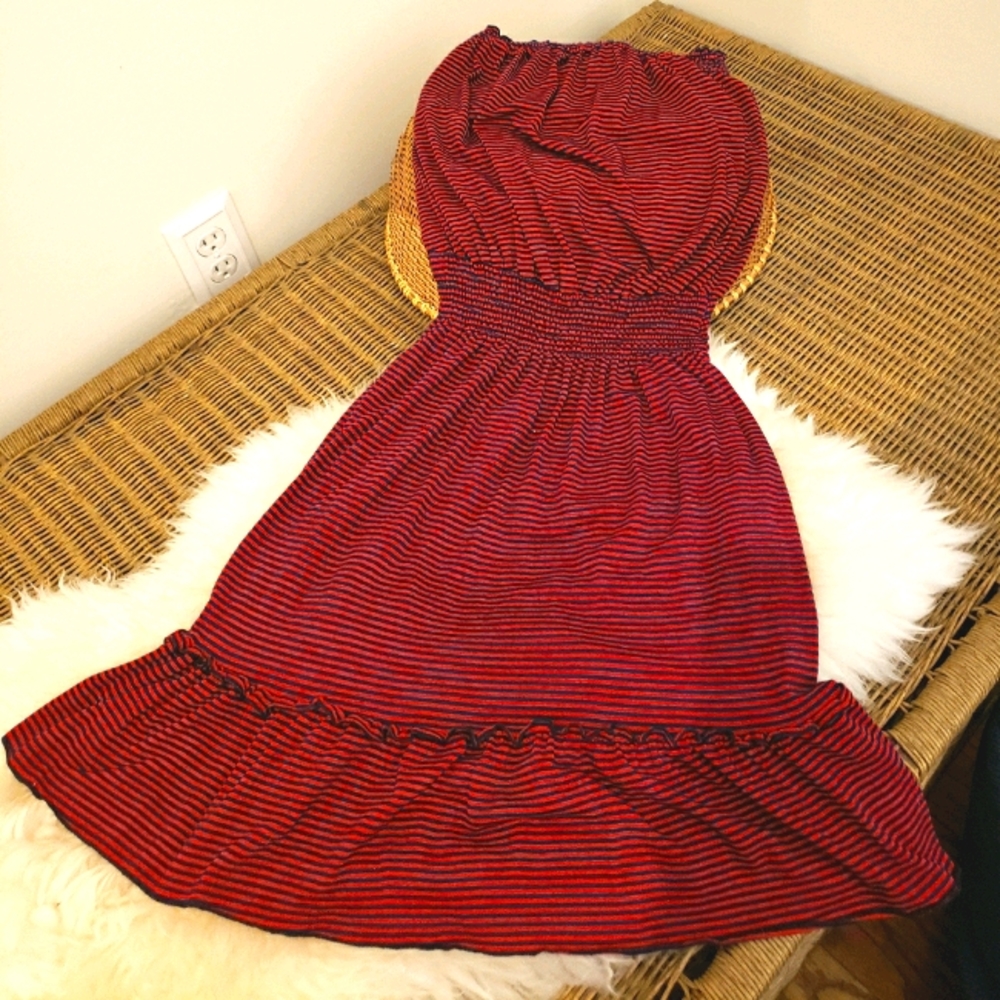 Red and Black Striped Sleeveless Sundress